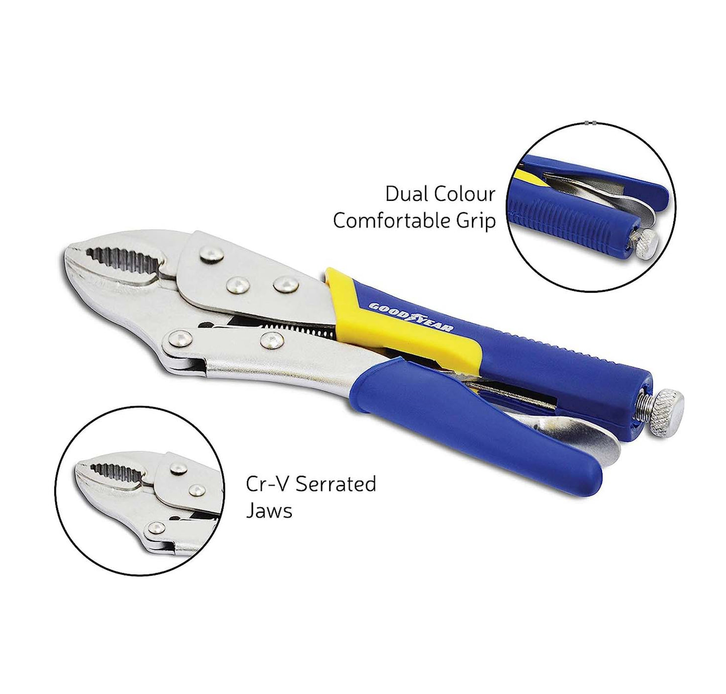 Goodyear Vice Grip Plier With Dual Colour Hand Grip 10" (250mm)