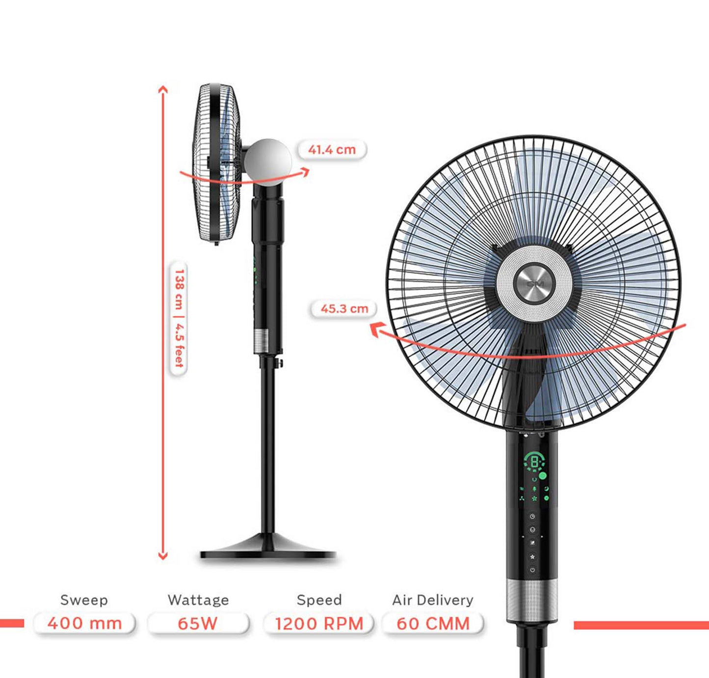 GM Maestro 360 Degree Remote Pedestal Fan 400mm