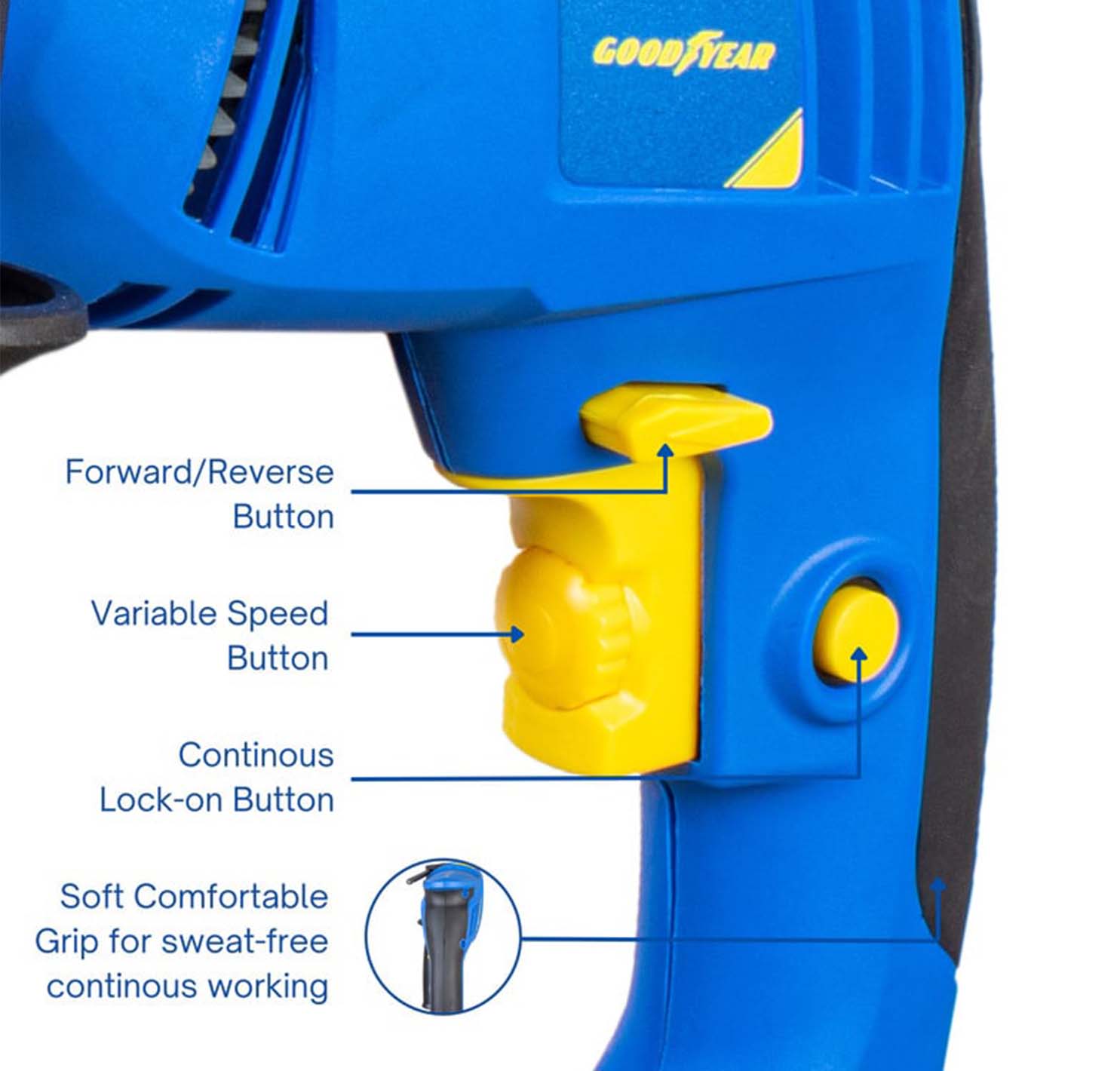 Goodyear Electric Drilling Machine Corded 600W - 13mm GYPT-15001