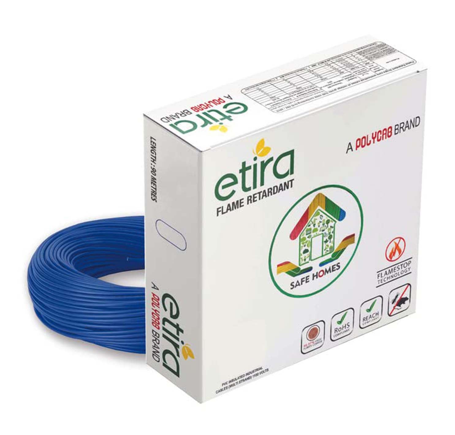 Polycab Etira PVC Insulated Domestic Electrical Wire - 90 Meter - Blue Wire