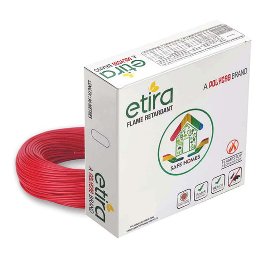 Polycab Etira PVC Insulated Domestic Electrical Wire - 90 Meter - Red Wire