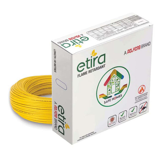 Polycab Etira PVC Insulated Domestic Electrical Wire - 90 Meter - Yellow Wire