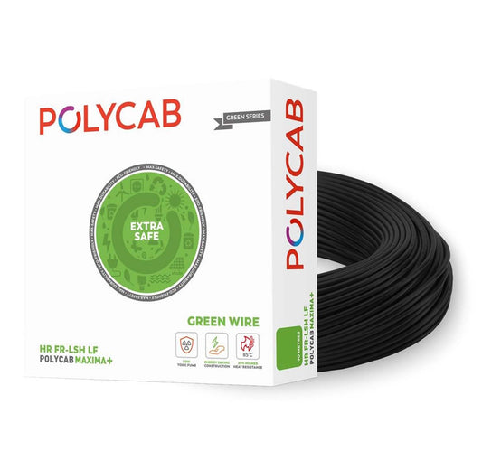 Polycab Maxima+ Domestic Electrical Wire - 90 Meter - Black Wire