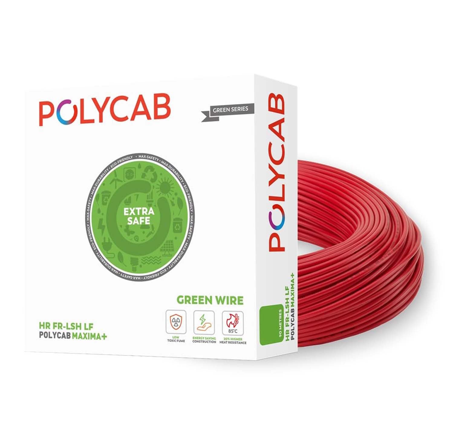 Polycab Maxima+ Domestic Electrical Wire - 90 Meter - Red Wire