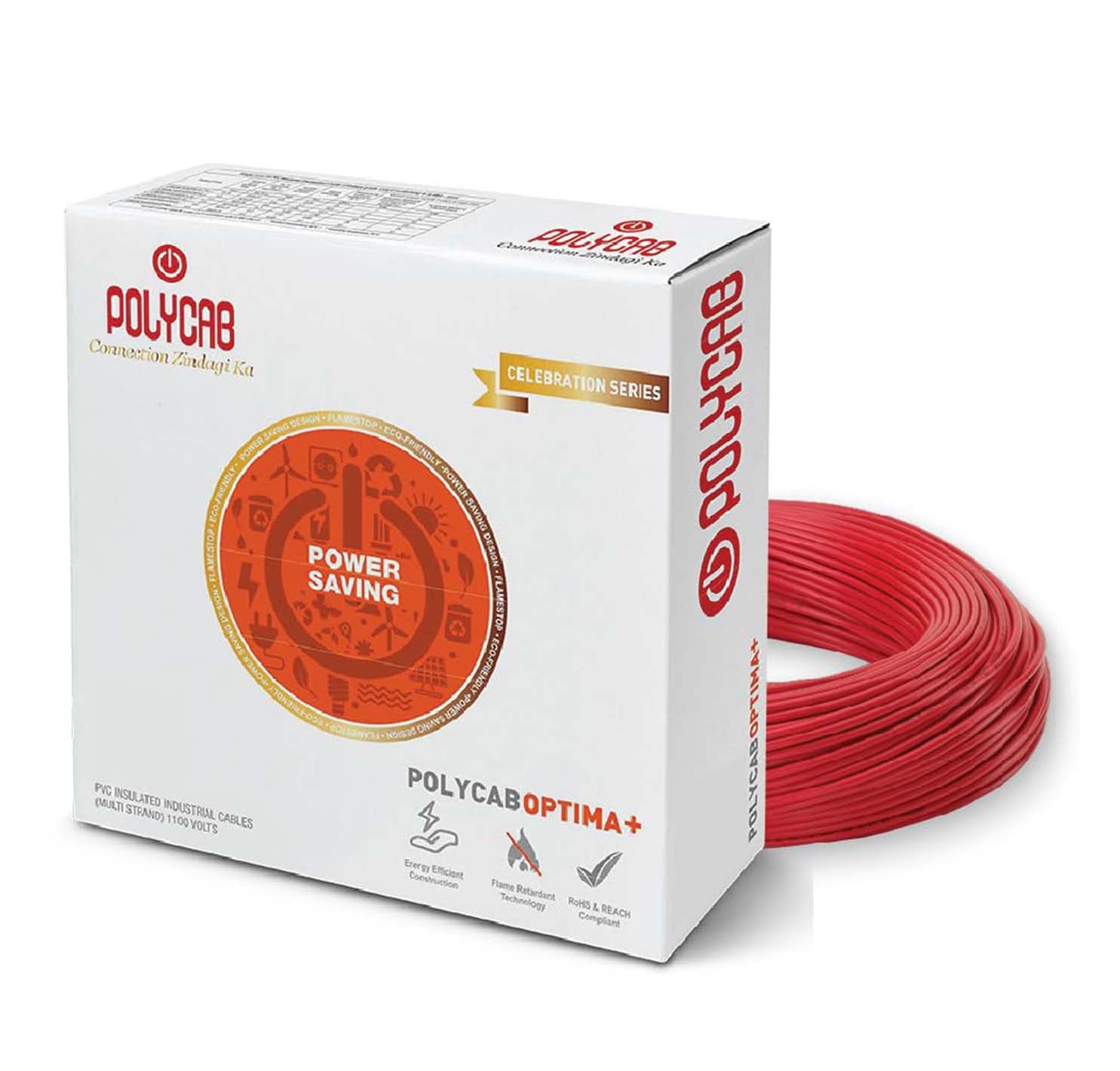 Polycab Optima+ PVC Insulated Domestic Electrical Wire - 90 Meter - Red Wire