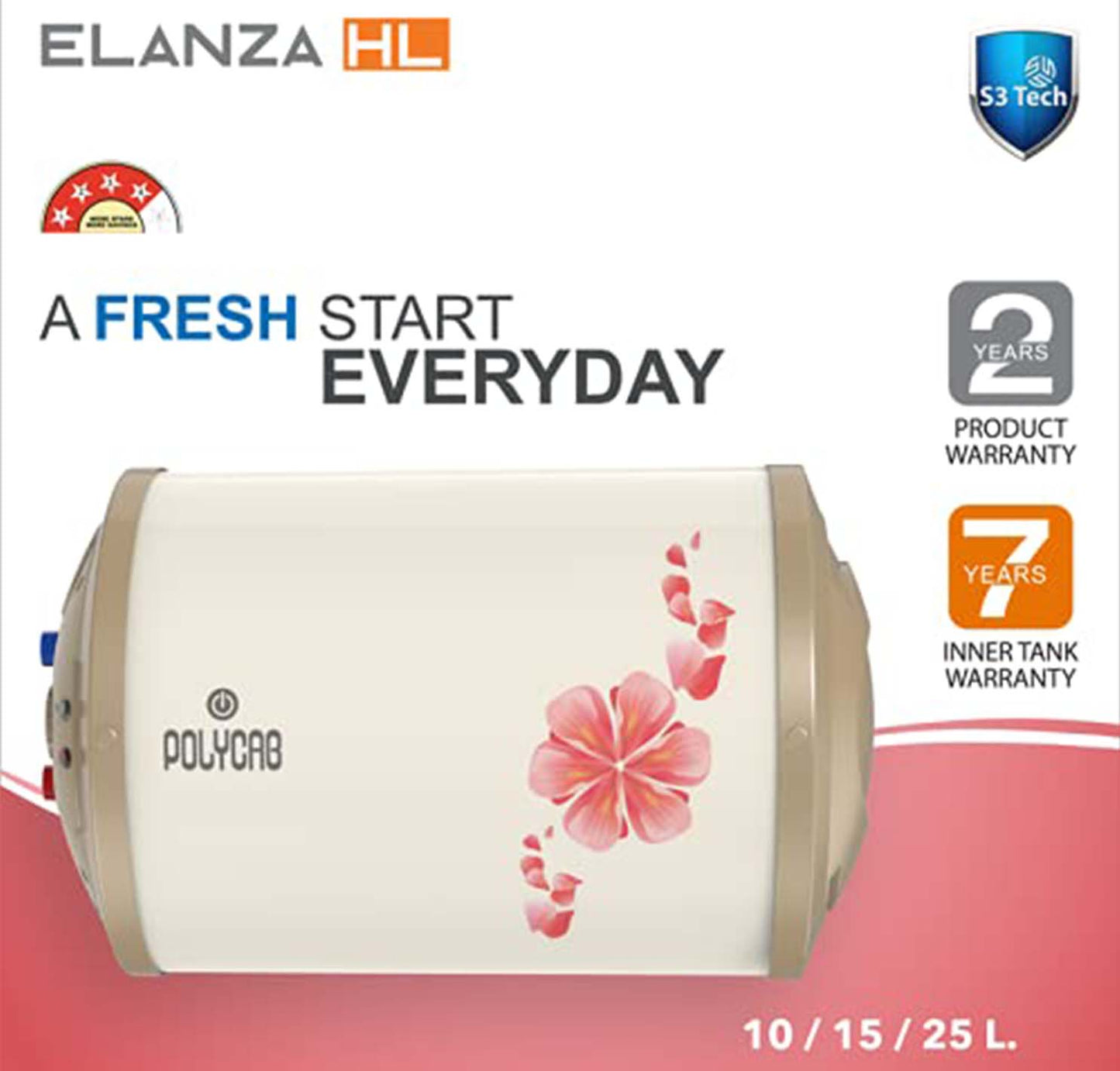 Polycab Elanza HL With Anti Rust Glass Lined Tank Storage Water Heater - 2KW