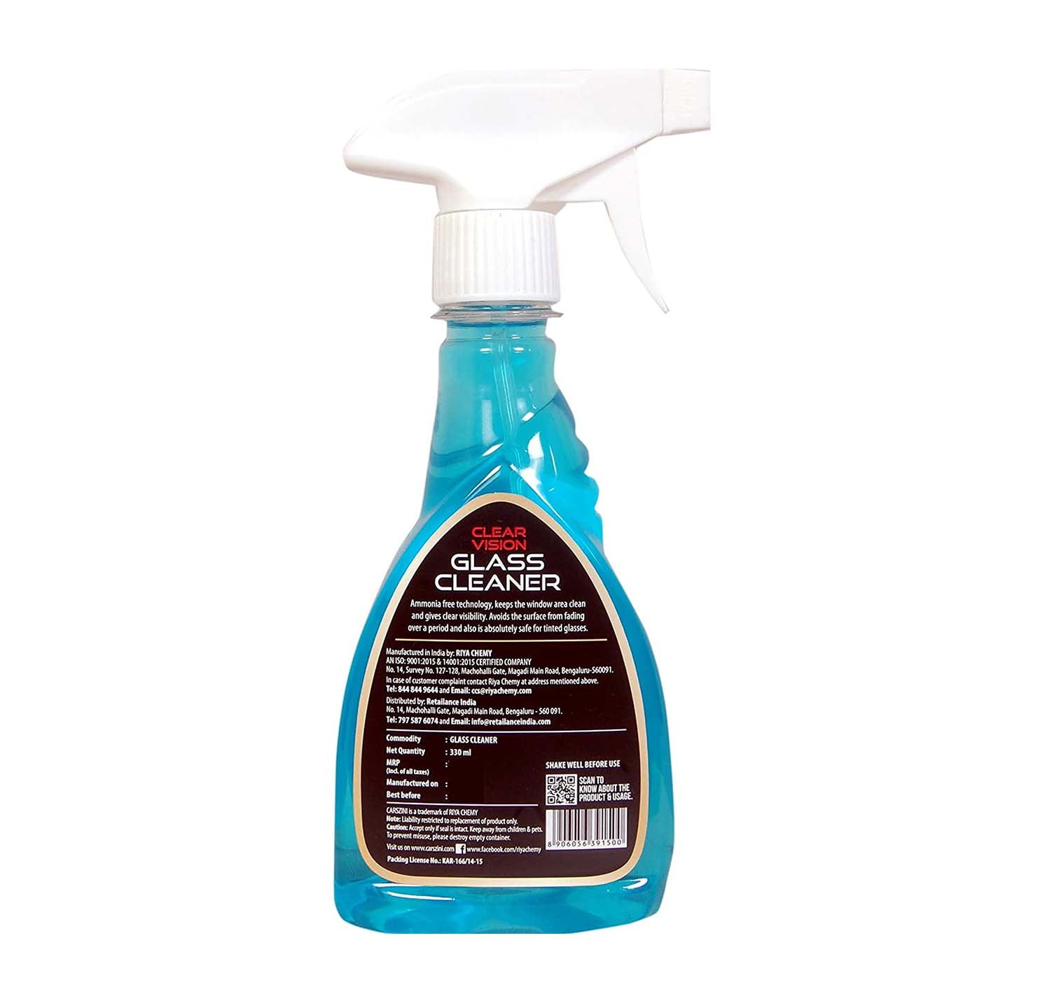 Carszini Clear Vision Glass Cleaner - 330ml
