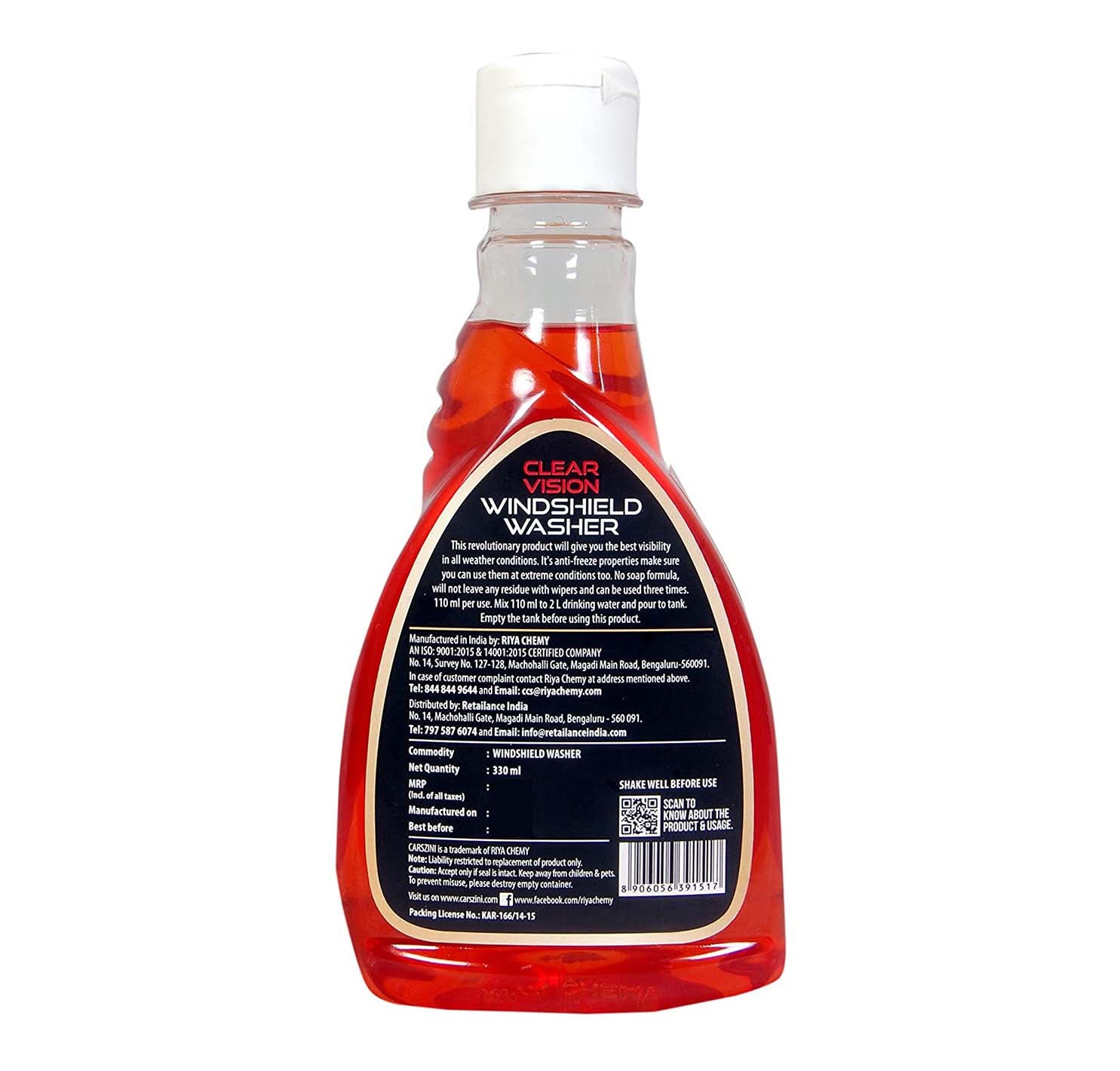 Carszini Clear Vision Windshield Washer - 330ml