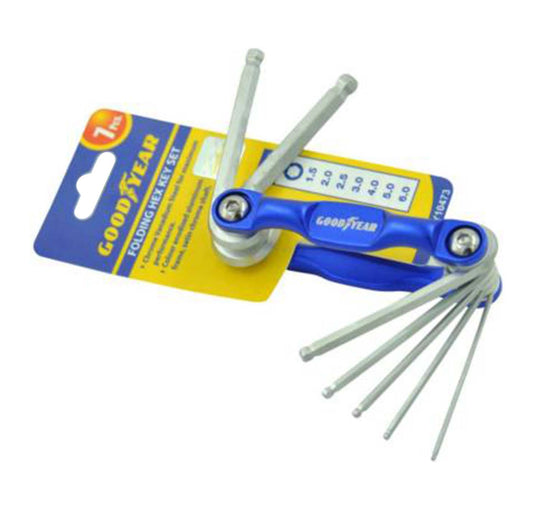 Goodyear Aluminum Folding Hex Allen Key Set - 7 Pcs