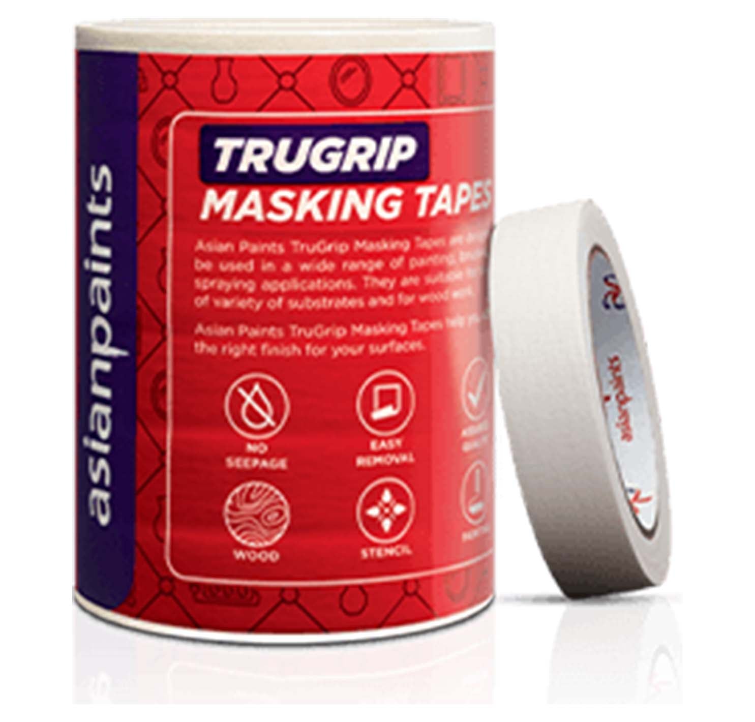 Asian Paints Trugrip Masking Tape 1.8 cm - Pack of 8